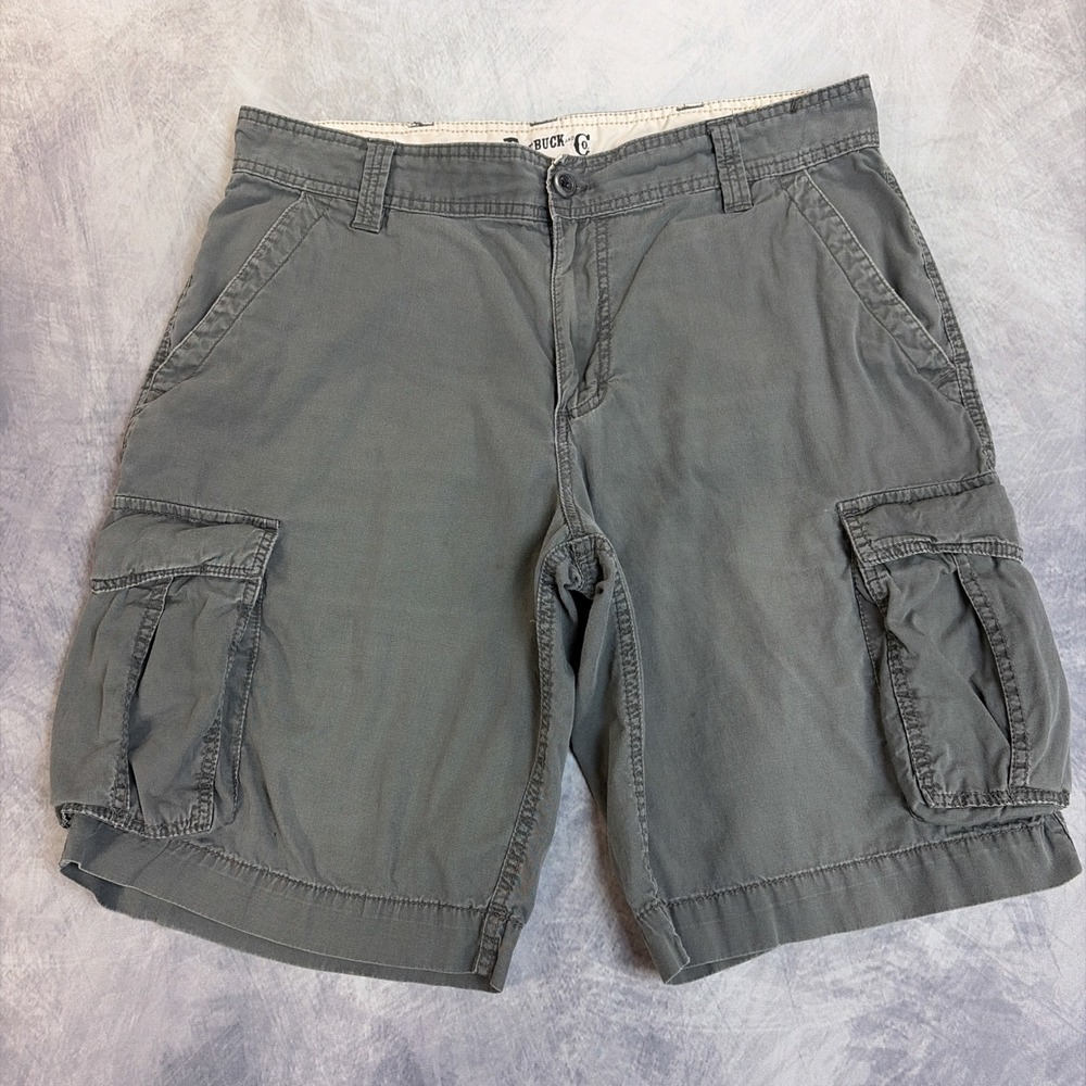 Y2K Roebuck & Co Cargo Shorts Mens 36 Grey Cotton Utility Multi Pocket
